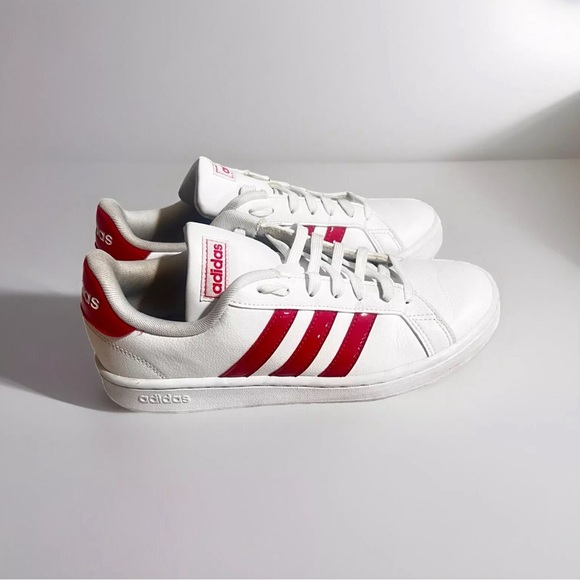 Size 8.5 - Women’s Adidas Grand Court Base White Vapour Pink - Picture 4 of 9